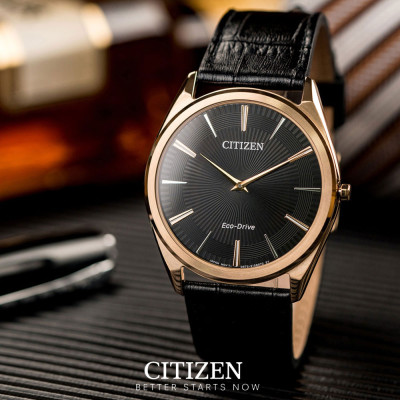 Đồng Hồ Nam Citizen Siêu Mỏng Dây Da AR3073-06E - Mặt Đen (Sapphire)