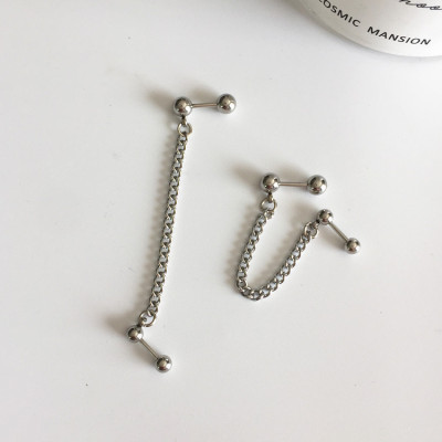 Khuyên tai bông tai nam nữ xích hai đầu đinh độc lạ (1 chiếc)
