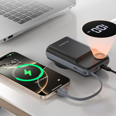 Pin dự phòng Magnetic 3in1 công suất 22.5W Choetech B696 dung lượng 20000mAh tích hợp cáp iP và Type C (Hàng chính hãng)