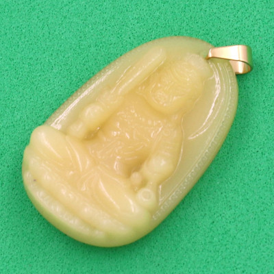 Mặt dây chuyền Phật Bất Động Minh Vương thạch anh vàng 4.3cm MTVO1 - phật bản mệnh tuổi Dậu