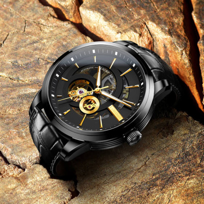 Đồng hồ nam chính hãng Lobinni L5015-1 ,Kính sapphire chống xước,Chống nước 50m,bảo hành 24 tháng,Máy cơ(Automatic,dây da đen xịn,máy lộ cơ