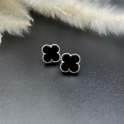 Hoa Tai, Bông Tai Bạc 925 Cỏ 4 Lá May Mắn Bạc Hiểu Minh HT382