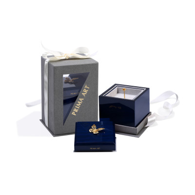 PRIMA Hộp Trang Sức Sơn mài & Hoa Hồng mạ Vàng 24K - Màu xanh dương - 422D3176-01