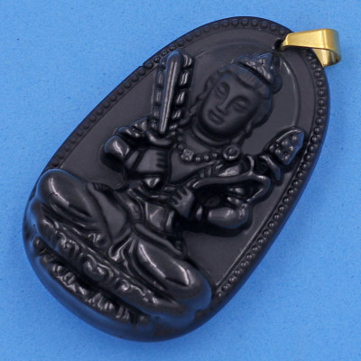 Mặt Phật - Hư Không Tạng Bồ Tát - thạch anh đen 6cm MTES6 - tuổi Sửu, Dần