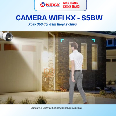 [Tặng thẻ nhớ] Camera WiFi ngoài trời 5MP KX-S5BW thu màu ban đêm, phát hiện chuyển động, có còi hú - Hàng chính hãng