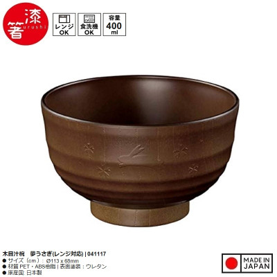 Bát nhựa vân gỗ thỏ mộng Yume Usagi - Hàng nội địa Nhật Bản