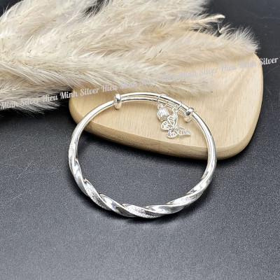 Lắc Tay Nữ Bạc Ta Nguyên Chất S99 Charm Hồ Điệp BẠC HIỂU MINH LTU620