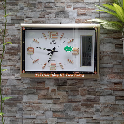 Đồng Hồ Cao Cấp EASTAR Có DẠ QUANG & LỊCH và NHIỆT KẾ ĐIỆN TỬ - Máy KIM TRÔI - Tặng Pin Maxell - Decor Trang Trí Nhà - BH 1 Năm