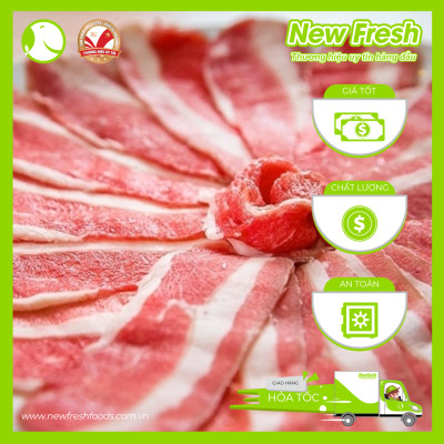 [GIAO NHANH HCM] Ba Chỉ Bò Mỹ Cắt Trải Nhúng Lẩu - Khay 1Kg