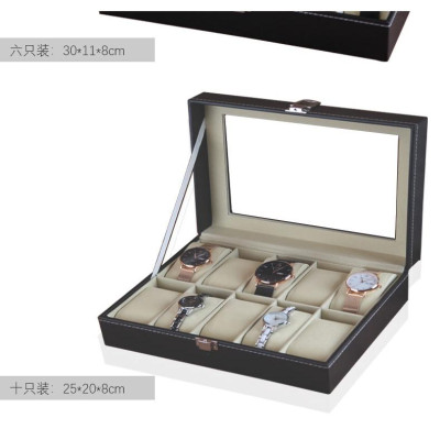 Hộp Đựng Đồng Hồ- Kính Mắt- Trang Sức VI-ARICK Vỏ DaPU Cao Cấp Trong Bọc Nỉ Sang Trọng - Mặt Trên Kính Trong Suốt