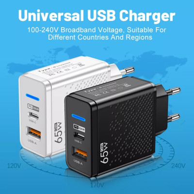Củ sạc nhanh Elough PD65W cho điện thoại, máy tính bảng gồm 1 cổng USB-A 3.0 và 1 cổng Type-C, hàng nhập khẩu