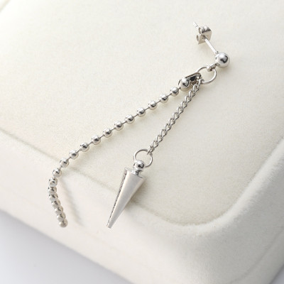 Bông tai unisex hạt tiatn thả chuỗi mix đinh dài sành điệu