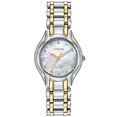 Đồng Hồ Nữ Citizen Eco-Drive Đính Đá Swarovski Dây Thép Không Gỉ EM0284-51D - Mặt Xà Cừ (27mm)