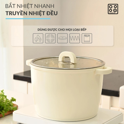 Nồi luộc gà chống dính phủ gốm Hàn Quốc dung tích 10L size 28cm, bảo hành 24 tháng