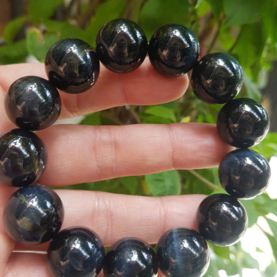 Vòng tay Phong Thủy May May Mắn Nam Mệnh Thủy mệnh Mộc 100% Đá tự nhiên đá mắt hổ đen xanh 16mm 13 viên vòng đẹp sang đeo tốt sức khỏe tim mạch hợp phong thủy làm ăn kinh doanh phát đạt