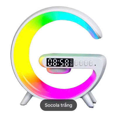 Loa Bluetooth Chữ G LED RGB, Sạc Nhanh Không Dây, Đèn Nháy Theo Nhạc, Đồng Hồ Báo Giờ Đa Chức Năng - HÀNG CHÍNH HÃNG MINIIN