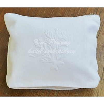 Túi mỹ phẩm thêu tay - San hô độc se hạt