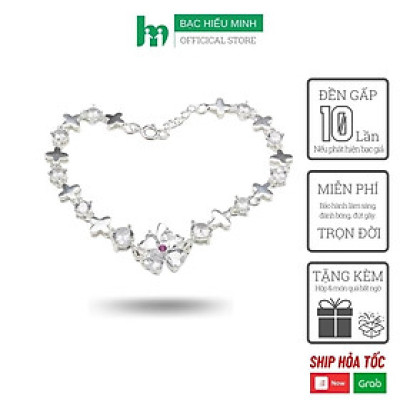 Lắc Tay Nữ Bạc Hiểu Minh LTU446X cỏ 4 lá bạc ta