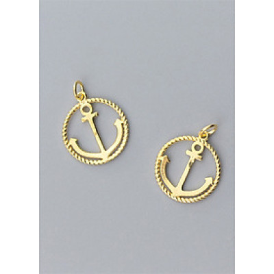 Combo 2 cái charm bạc tròn mũi neo treo - Ngọc Quý Gemstones