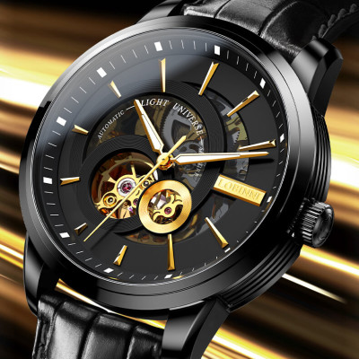 Đồng hồ nam chính hãng Lobinni L5015-1 ,Kính sapphire chống xước,Chống nước 50m,bảo hành 24 tháng,Máy cơ(Automatic,dây da đen xịn,máy lộ cơ