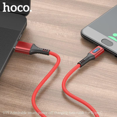 hoco u79 dây sạc tự ngắt điện khi đầy type c 3a qc3.0 dài 1m - cáp sạc nhanh quick charge 3.0 bọc dù có đèn led cho samsung oppo xiaomi giao mầu ngẫu nhiên - hàng chính hãng