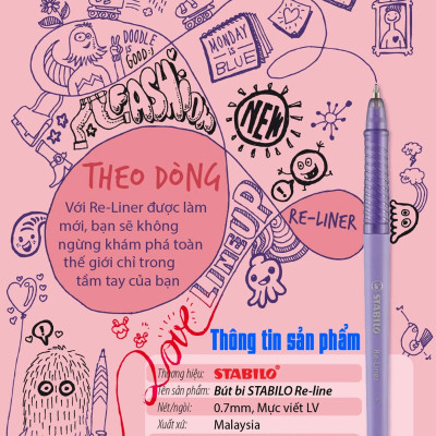 Bộ 8 bút bi nắp STABILO Re-Liner F (BP868F-C8)
