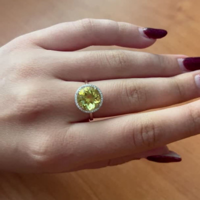 Nhẫn Vàng 14K Đính Đá Citrine và 38 Viên Kim Cương Tấm - MOON Jewelry