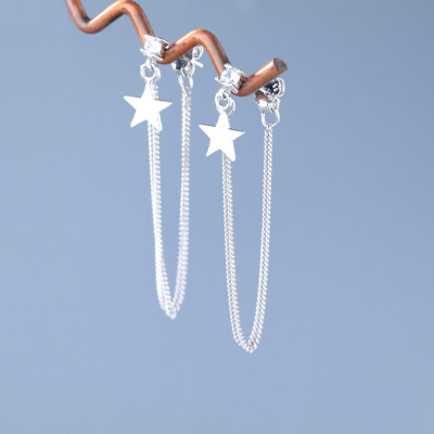 Bông tai xích dây chuyền mặt sao năm cánh thanh thoát điệu  đà