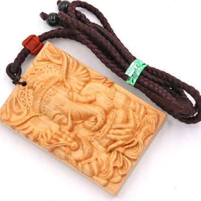 Vòng cổ mặt gỗ hoàng đàn khắc thần Ganesha MG97