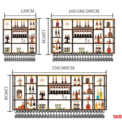KỆ TRƯNG RƯỢU KHUNG SẮT – MẶT GỖ CÓ ĐÈN 5KRS05 - NỘI THẤT LẮP RÁP VIENDONGADV