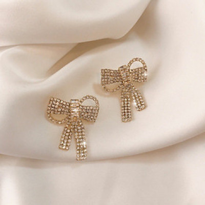 Bông tai, Khuyên tai Hình Nơ đính đá thời trang Hàn Quốc