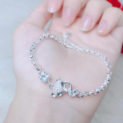 Lắc tay bạc dây bi hình hạt gạo chất liệu bằng bạc s925 SA0125