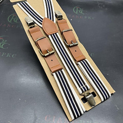 Dây đai chữ Y Nam nữ kẻ dây thun đính da khóa đồng Phụ kiện cưới Giang