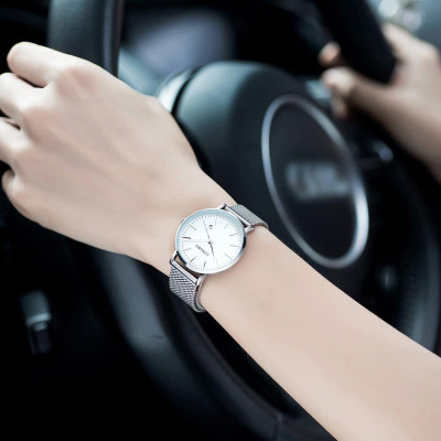 Đồng hồ LONGBO Thời trang Phong cách hiện đại Thắt lưng hợp kim lưới nam & nữ 