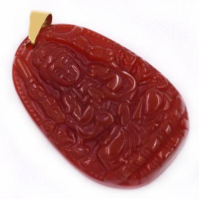 Mặt Phật Thiên Thủ Thiên Nhãn thạch anh đỏ 3.6cm - Phật bản mệnh tuổi Tý