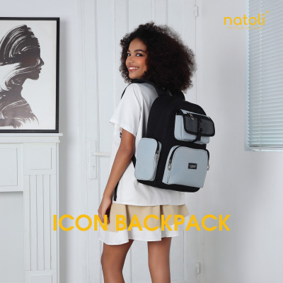 Balo unisex ICON BACKPACK chính hãng NATOLI chất vải canvas fashion kháng nước dày dặn chống sốc