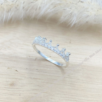Nhẫn Nữ Bạc 925 Vương Miện Đính Đá Nhân Tạo Cao Cấp Sáng Đẹp Chính Hãng Bạc Hiểu Minh NU512