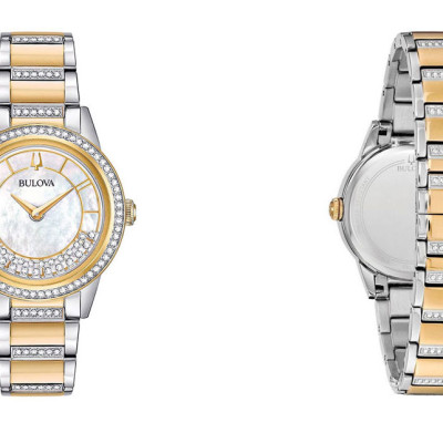 Đồng Hồ Nữ Bulova Đính Đá Swarovski Dây Thép Không Gỉ 98L245 - Mặt Xà Cừ