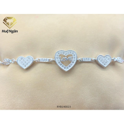 Lắc tay bạc 925 Huệ Ngân - Trái tim yêu thương RYB140023