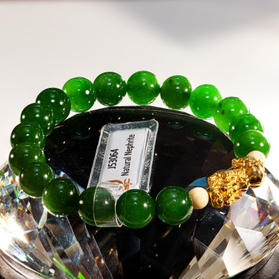 Vòng Tay Phong Thủy Ngọc Bích Canada (Phât Ngọc) VIP 7A Thiên Nhiên Mix Tỳ Hưu Cho Mạng Mộc - Hỏa