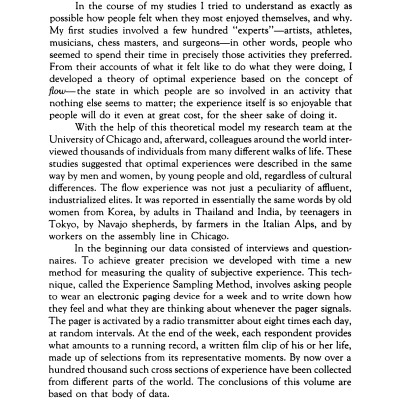 Flow: The Psychology of Optimal Experience