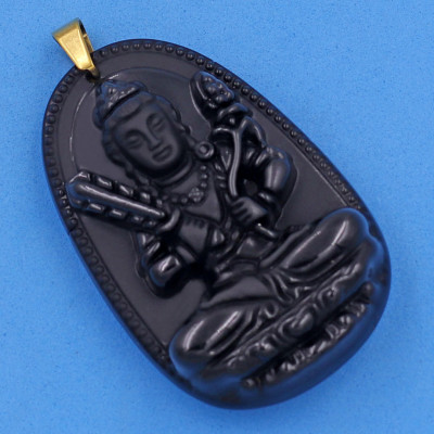 Mặt Phật - Hư Không Tạng Bồ Tát - thạch anh đen 6cm MTES6 - tuổi Sửu, Dần