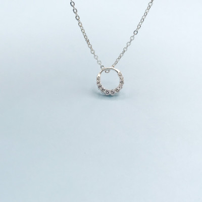 Dây Chuyền Vòng Cổ Bạc Chuẩn 925 Vòng Tròn Đính Đá Giản Đơn DMD460