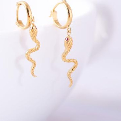 Bông tai bạc mạ vàng con rắn thiết kế độc quyền tinh xảo Gix Jewel BT08