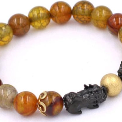 Chuỗi hạt đeo tay Đá Vân Rồng size 8 ly, 10 ly, 12 ly - Vòng tay Tỳ Hưu Đôi inox đen VVRTHHEV8