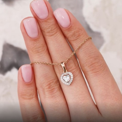 Mặt Dây Chuyền Vàng 14K Đính Đá Fianite Hình Trái Tim 