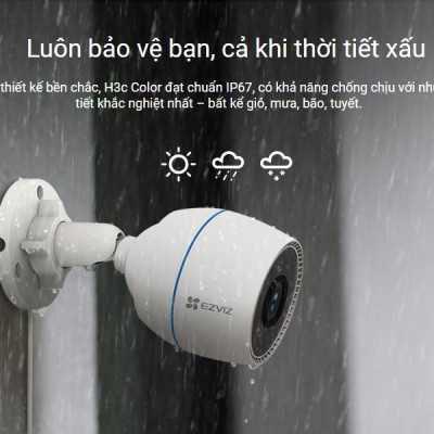 Camera Wifi EZVIZ H3C 2MP Có Màu Ban Đêm, H3C 1080P Mic thu âm - Hàng Chính Hãng
