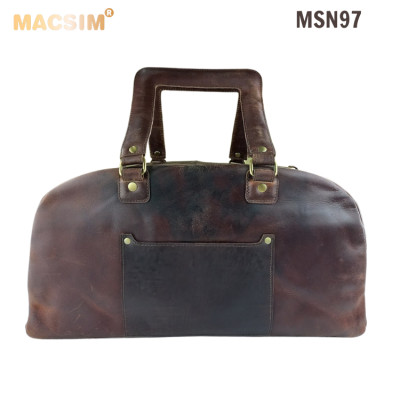 [Túi Da Thật Du Lịch Macsim MSN97 màu nâu – Da Bò Nguyên Miếng | Cổ Điển – Thủ Công – Chính Hãng]