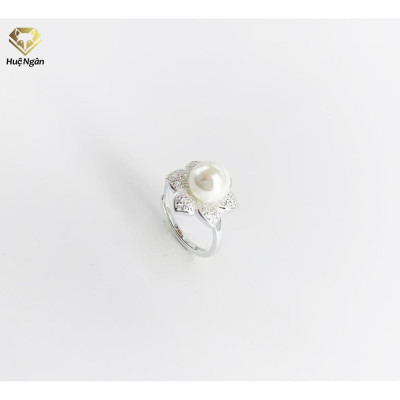 Nhẫn bạc Ý 925 Huệ Ngân - Hoa sen trắng RR1169