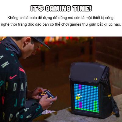 Balo Divoom – Pixoo Backpack-M có màn hình LED tùy chỉnh bằng APP, ngăn chứa lớn vừa Laptop 14 Inch, chống thấm nước cho hoạt động ngoài trời
